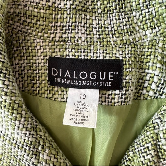 Dialogue Olive Houndstooth Tweed Trench Coat Size 10 - Picture 12 of 16